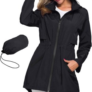 Long Raincoat with Hood Lightweight Waterproof Rain Jacket image 1