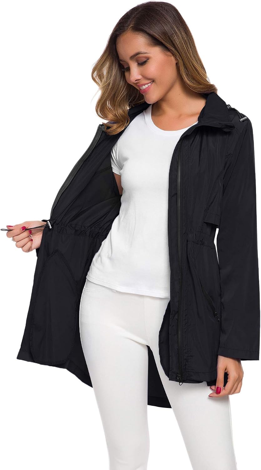 Long Raincoat with Hood Lightweight Waterproof Rain Jacket image 2