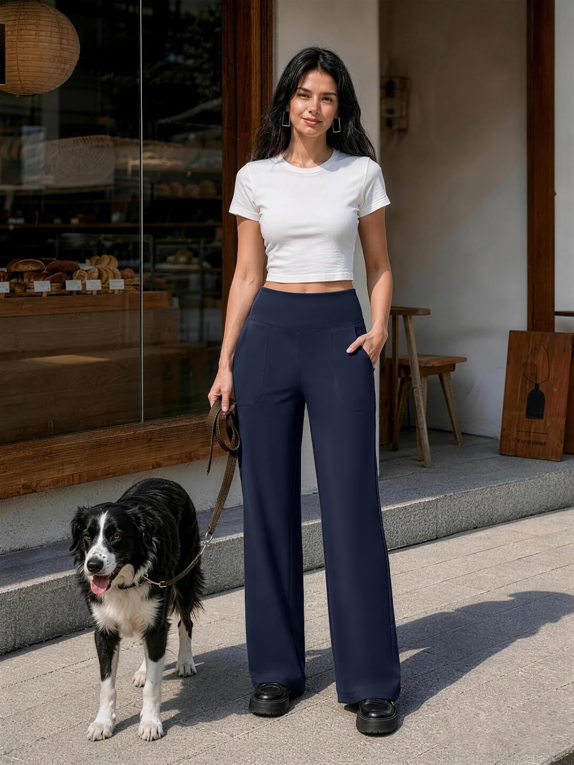 COPYLEAF Wide Leg Pants Woman High Waist Casual Lounge Yoga image 2