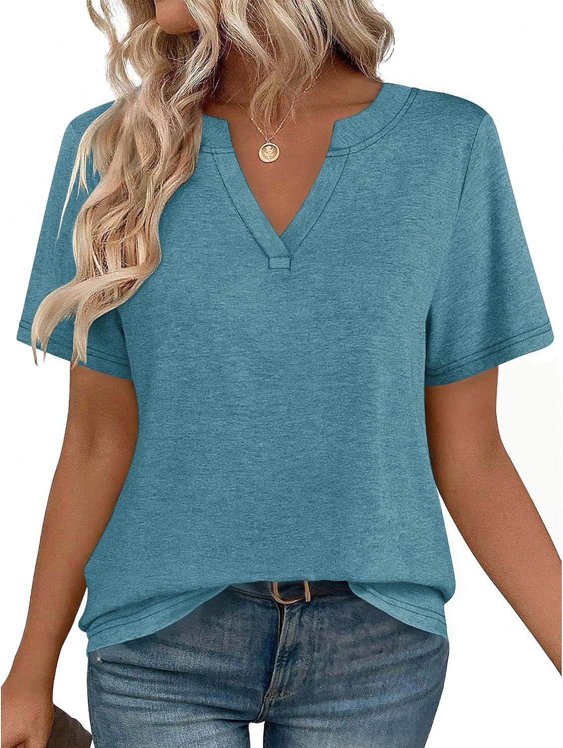 Zeagoo Tops Short Sleeve V Neck Tee Shirts Cute Dressy image 1