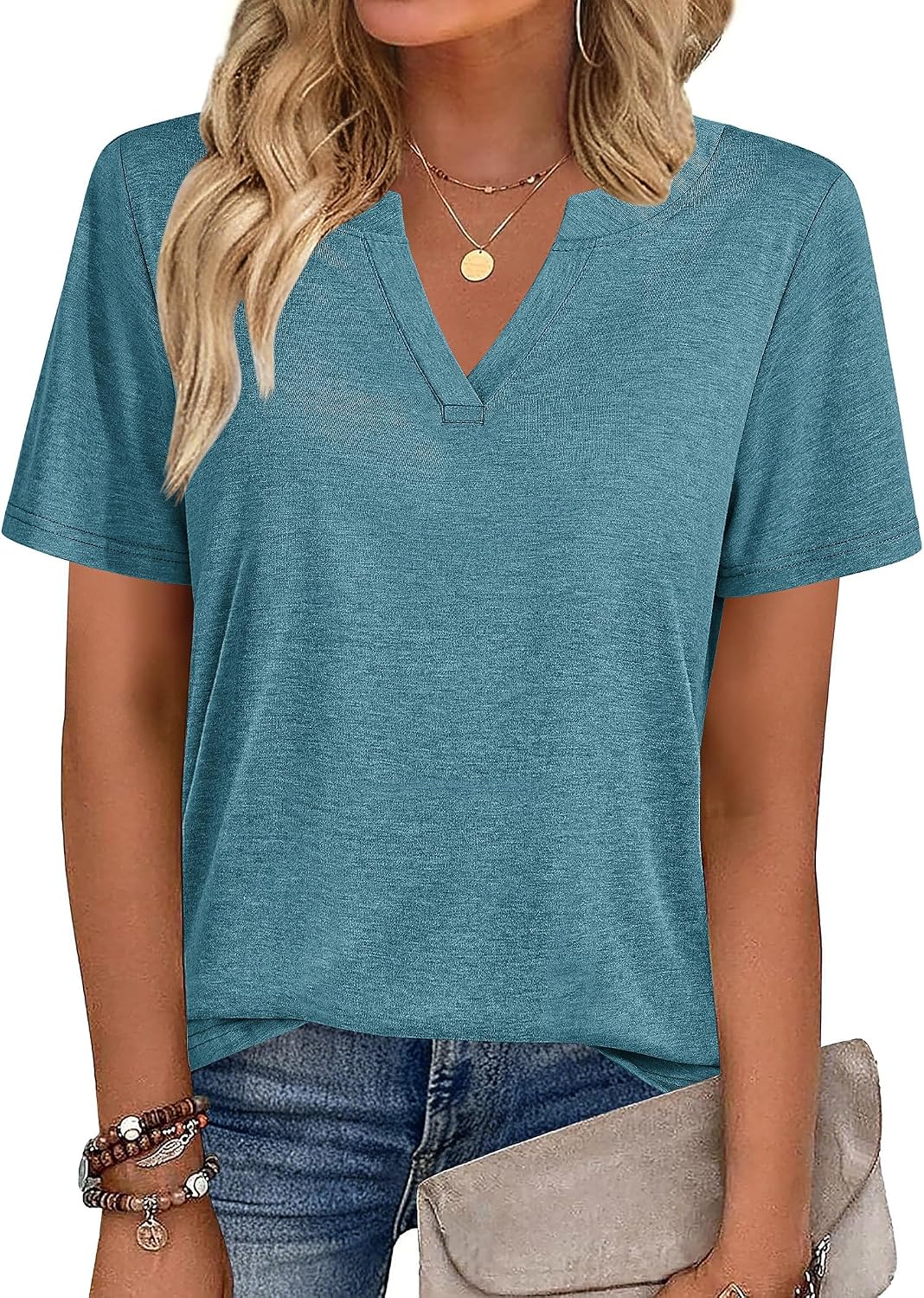 Zeagoo Tops Short Sleeve V Neck Tee Shirts Cute Dressy image 2